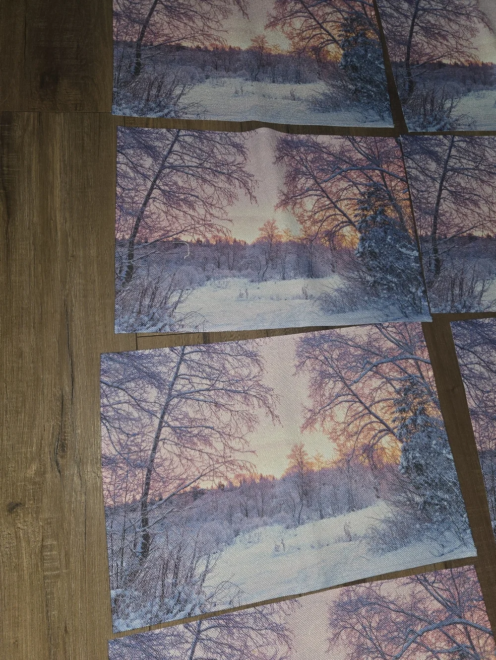 Winter Sunrise Placemat Set - Pink Lavender Blue Scenic Prints (8)